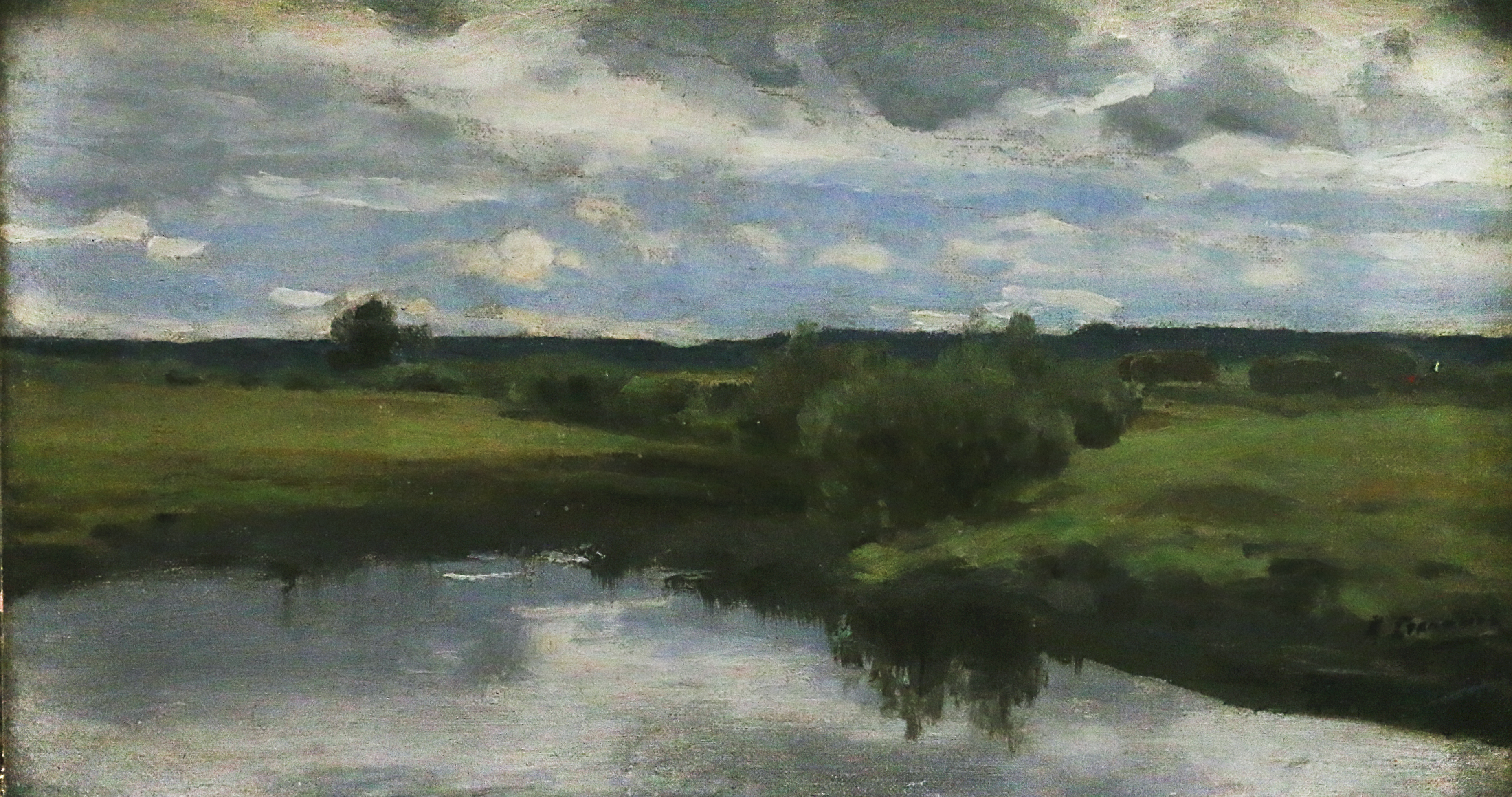Река. Серый день