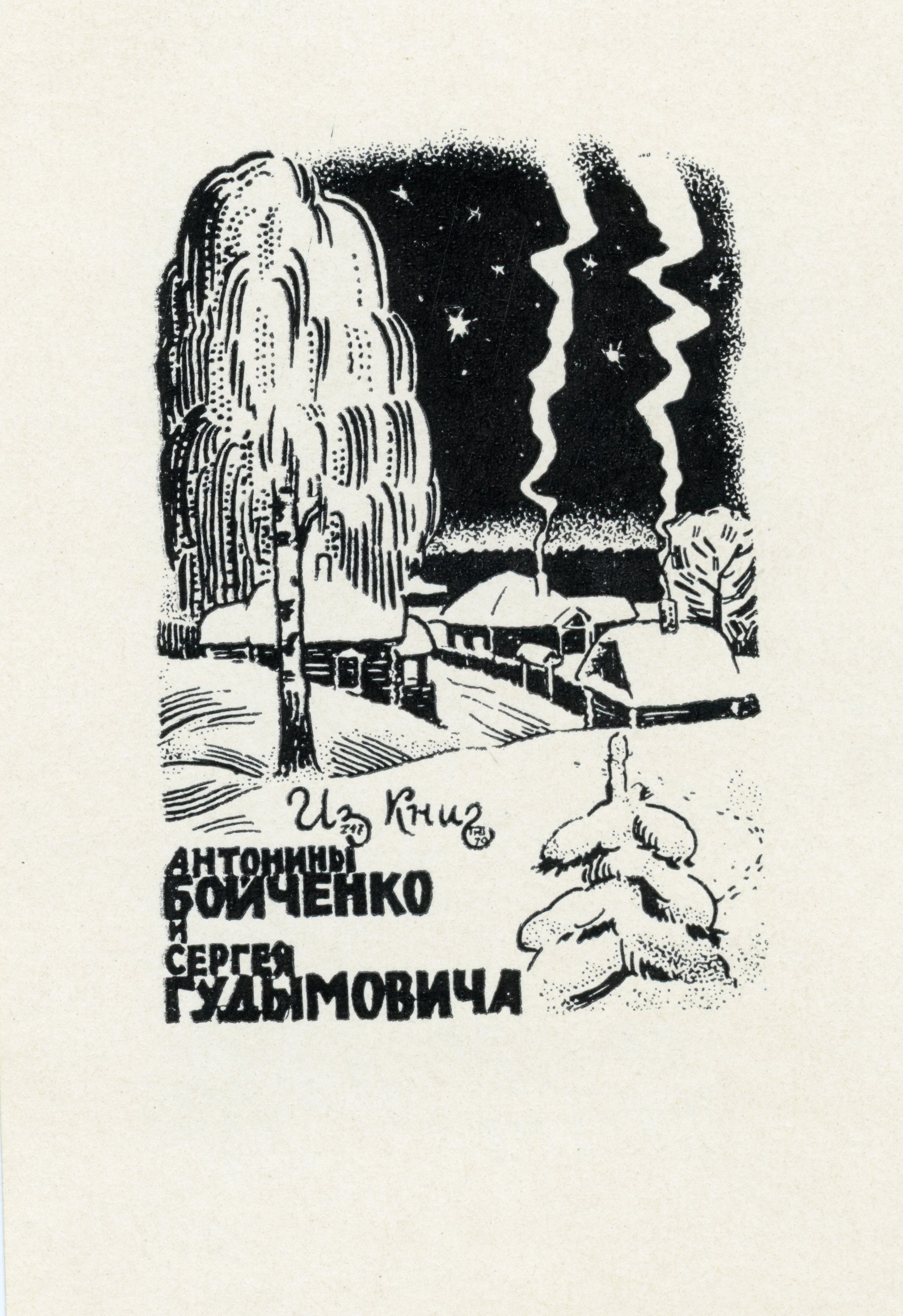 Экслибрис. Плес зимней ночью