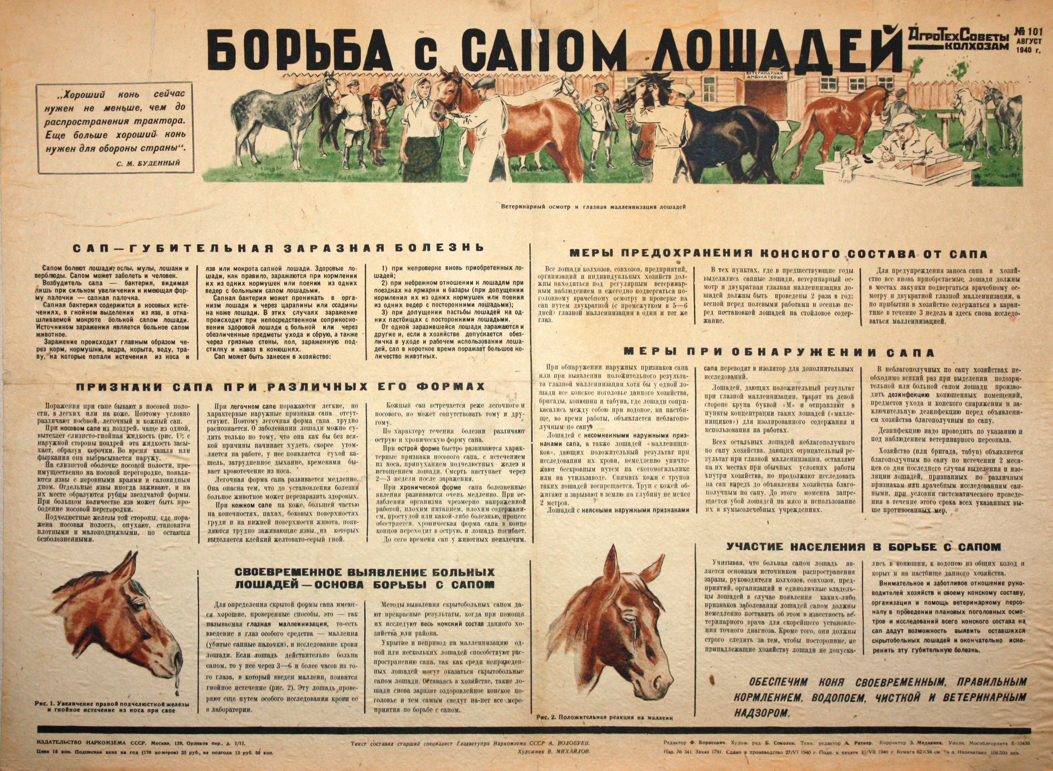 Борьба с сапом лошадей. № 101, авг.