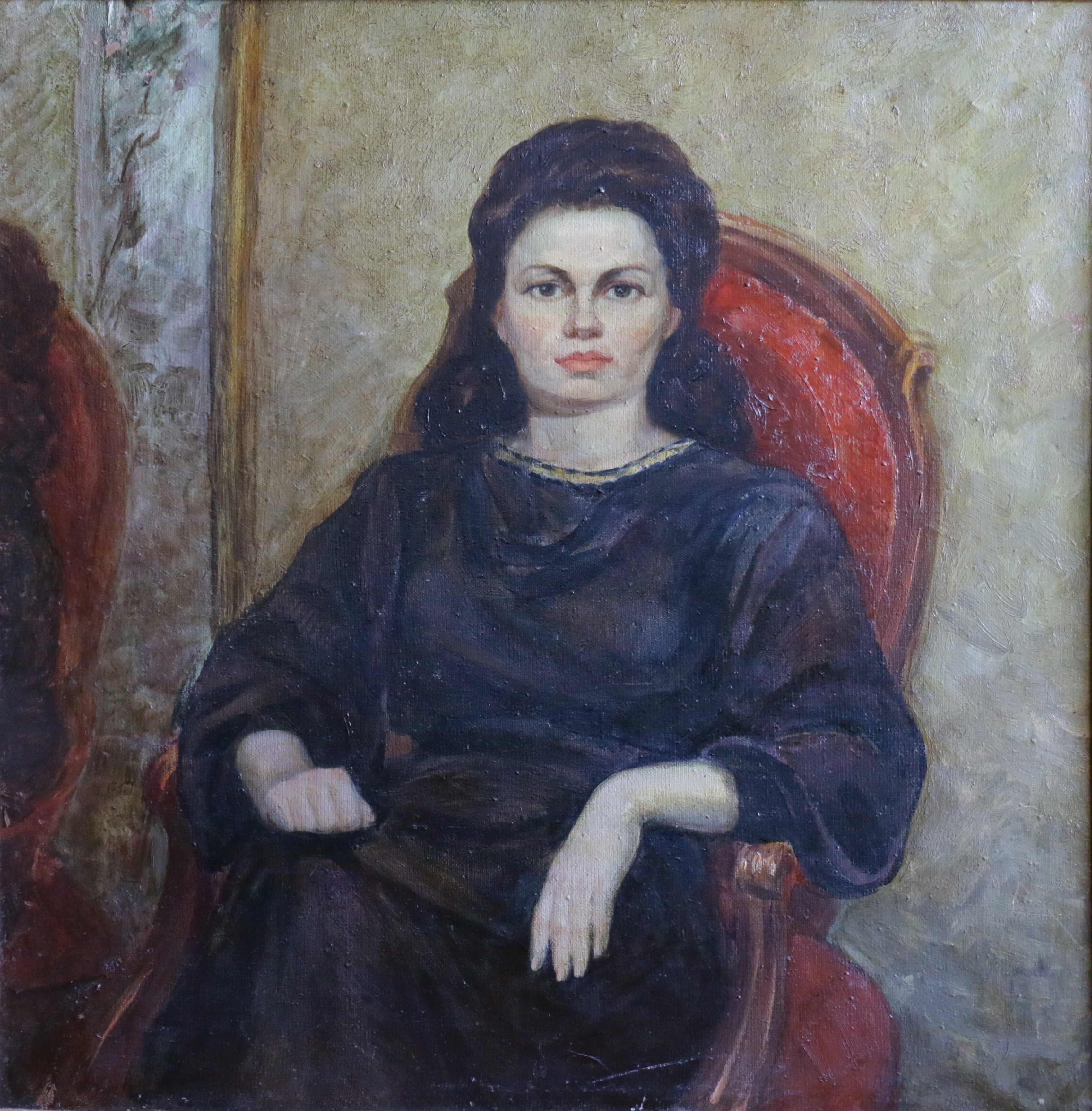 Портрет женщины в черном платье.
