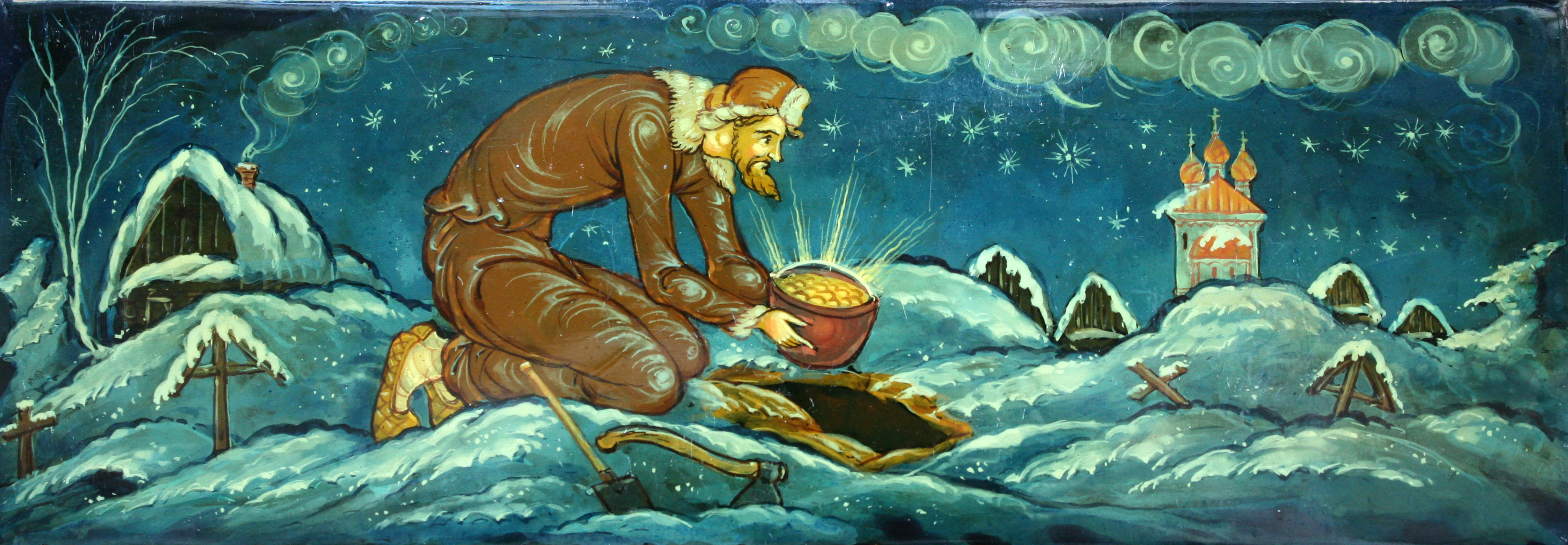 Пластина-заставка. Иллюстрация к  сказке А.Н.Афанасьева \"Клад\"