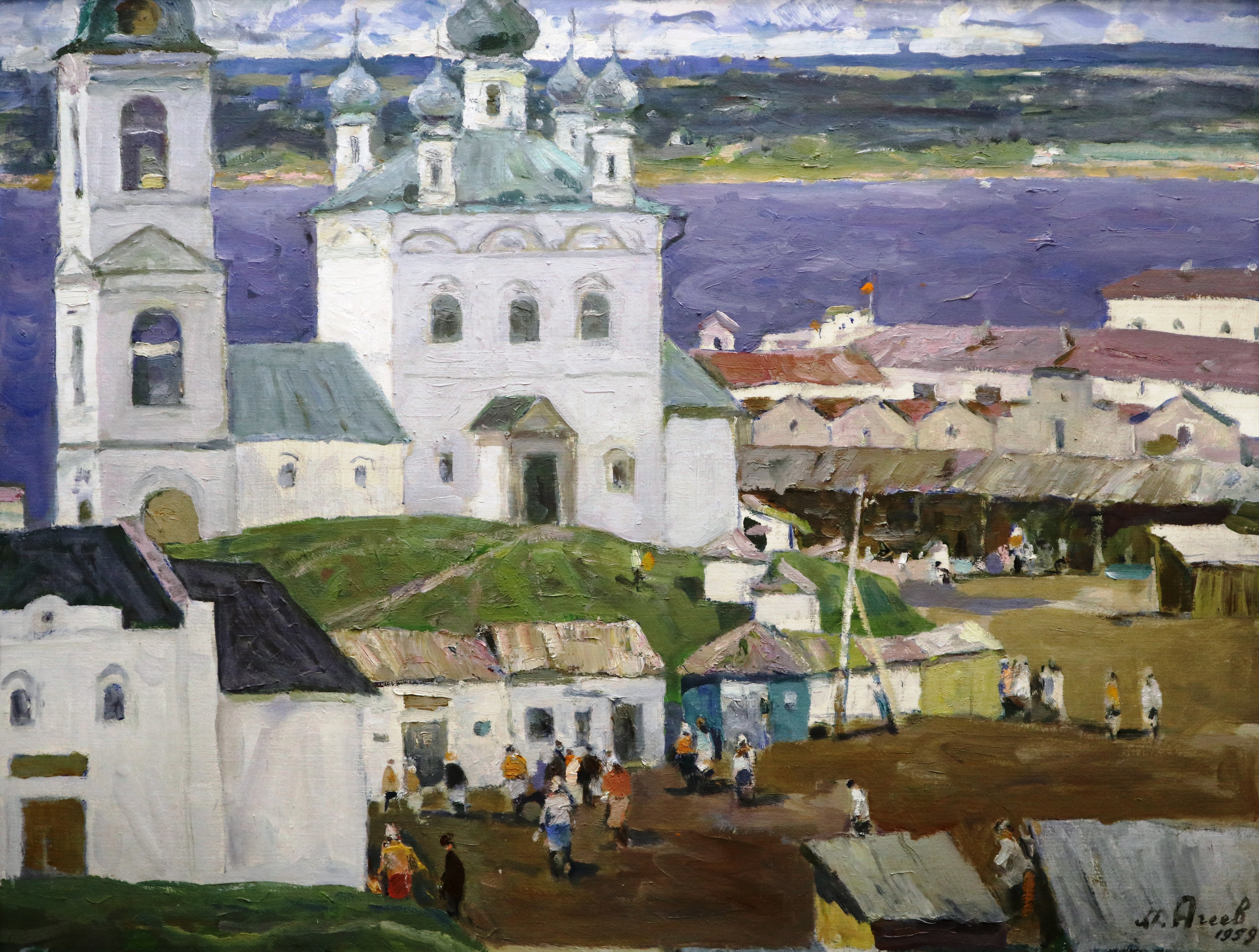 Картина. Базарная площадь в Плесе.