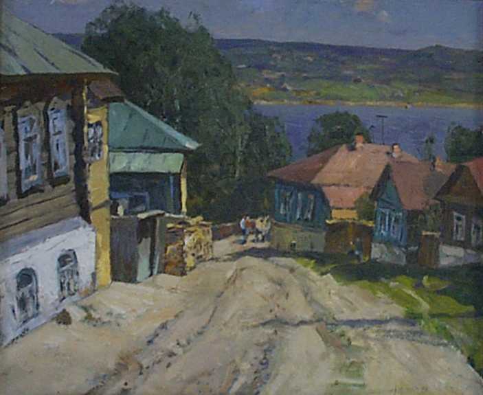 Картина. Улица в Плесе.