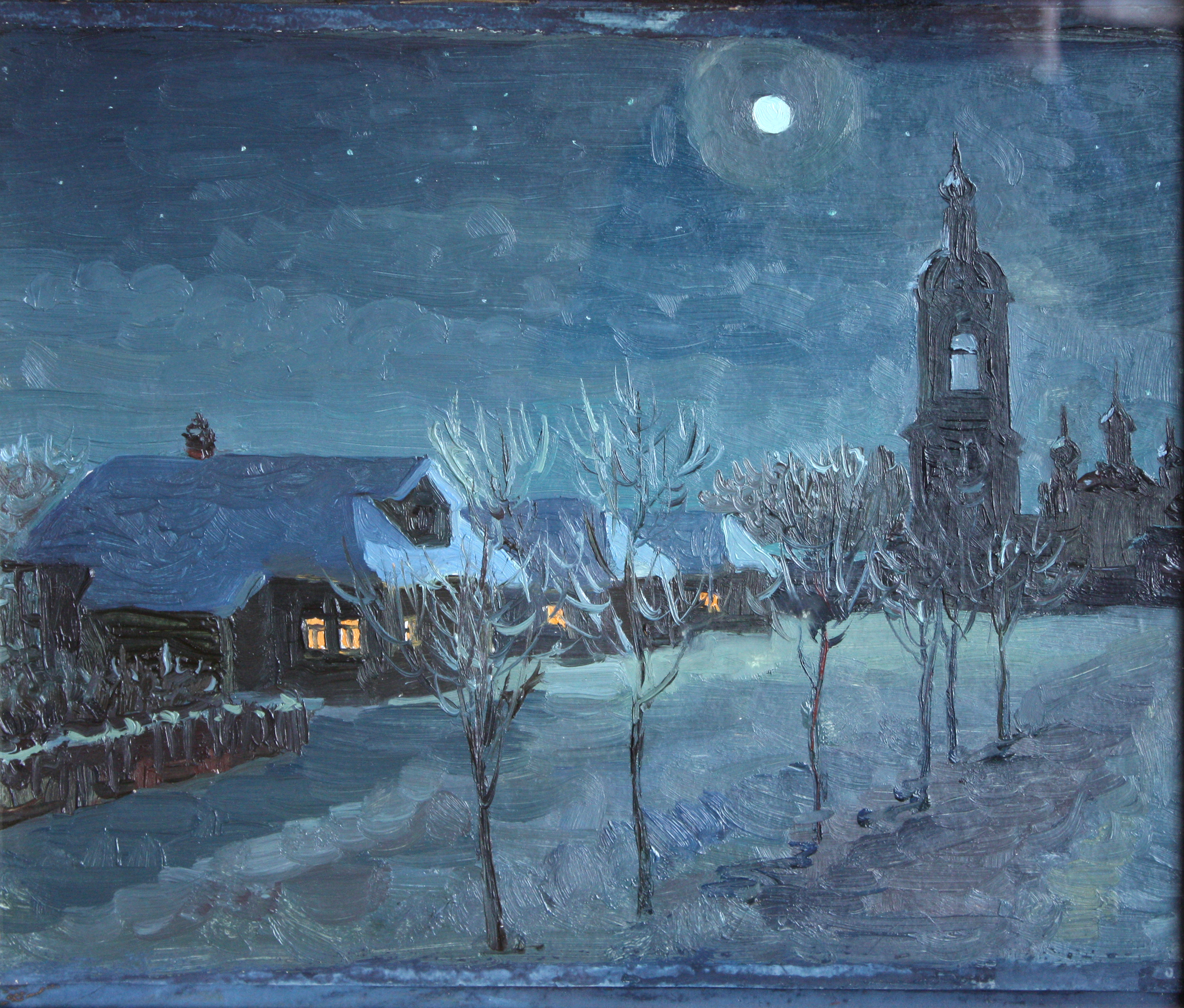 Плес. Улица Урицкого ночью.