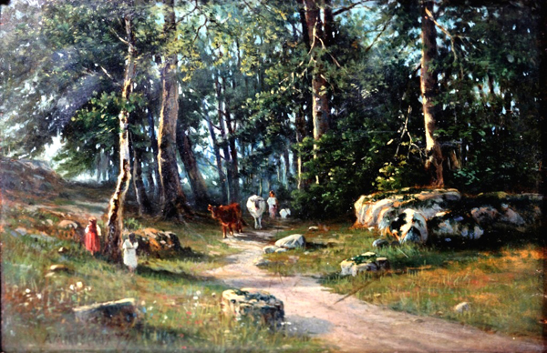 Маковская Александра Егоровна «В лесу» 1874 г., дерево, масло, 14х19,5 stat-37-02.jpg